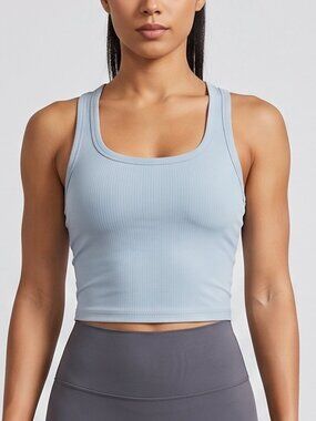 NWT | GGOV Light Blue Ribbed Racerback Crop Tank Top | Size XS